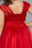 Abendkleid für Kinder Vorne Kurz-Hinten Lang Rot ABO105