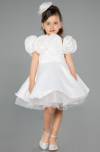 Weiß Abendkleid Für Kinder Satin Kurz ABK2573