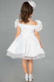 Weiß Abendkleid Für Kinder Satin Kurz ABK2573