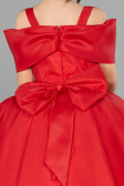 Brautkleid für Kinder Lang Satin Rot ABG175