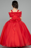 Brautkleid für Kinder Lang Satin Rot ABG175
