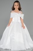 Brautkleid für Kinder Lang Satin Weiß ABG172