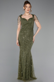 Abendkleid Lang Perlenbesetzt Khaki ABU5914