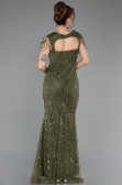 Abendkleid Lang Perlenbesetzt Khaki ABU5914