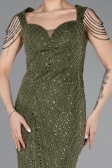 Abendkleid Lang Perlenbesetzt Khaki ABU5914