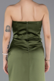 Abschlusskleid Lang Satin Khaki ABU5923