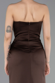Abschlusskleid Lang Satin Braun ABU5923
