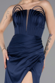 Abschlusskleid Lang Satin Marineblau ABU5923