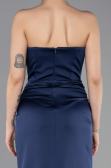 Abschlusskleid Lang Satin Marineblau ABU5923