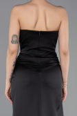 Abschlusskleid Lang Satin Schwarz ABU5923