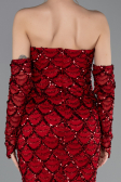 Abendkleid Lang Schuppig Weinrot ABU5916