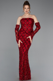 Abendkleid Lang Schuppig Weinrot ABU5916