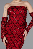 Abendkleid Lang Schuppig Weinrot ABU5916