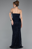 Abendkleid Lang Schuppig Marineblau ABU5919