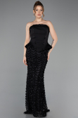 Abendkleid Lang Schuppig Schwarz ABU5919