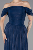 Abschlusskleid Lang Chiffon Marineblau ABU5920