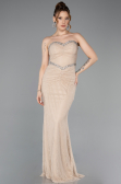 Abendkleid im Meerjungfrau-Stil Lang Spitze Beige ABU5921