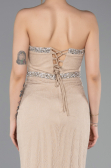 Abendkleid im Meerjungfrau-Stil Lang Spitze Beige ABU5921