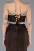 Abendkleid im Meerjungfrau-Stil Lang Spitze Braun ABU5921