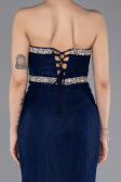 Abendkleid im Meerjungfrau-Stil Lang Spitze Marineblau ABU5921