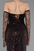 Abendkleid Lang Perlenbesetzt Braun ABU5922