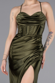 Dunkles Khaki Abschlusskleid Lang ABU3247
