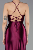 Pflaume Abschlusskleid Lang ABU3247