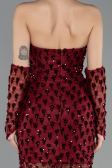 Abendkleid im Meerjungfrau-Stil Kurz Schuppig Weinrot ABK2581