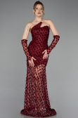 Abendkleid im Meerjungfrau-Stil Kurz Schuppig Weinrot ABK2581