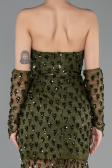 Abendkleid im Meerjungfrau-Stil Kurz Schuppig Khaki ABK2581