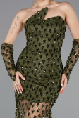 Abendkleid im Meerjungfrau-Stil Kurz Schuppig Khaki ABK2581