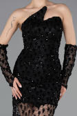 Abendkleid im Meerjungfrau-Stil Kurz Schuppig Schwarz ABK2581