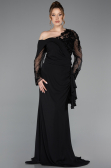 Kleider in Großen Größen Lang Chiffon Schwarz ABU5895