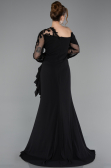 Kleider in Großen Größen Lang Chiffon Schwarz ABU5895