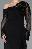 Kleider in Großen Größen Lang Chiffon Schwarz ABU5895