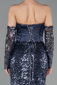 Abendkleid im Meerjungfrau-Stil Lang Schuppig Anthrazit ABU5927
