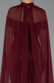 Abendkleid Lang Perlenbesetzt Weinrot ABU5915