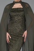 Abendkleid Lang Perlenbesetzt Khaki ABU5915