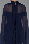 Abendkleid Lang Perlenbesetzt Marineblau ABU5915