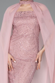 Abendkleid Lang Perlenbesetzt Puder ABU5915