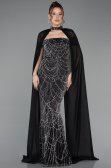 Abendkleid Lang Perlenbesetzt Schwarz ABU5915