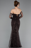 Abendkleid Lang Perlenbesetzt Braun ABU5922