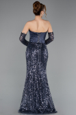 Abendkleid im Meerjungfrau-Stil Lang Schuppig Anthrazit ABU5927