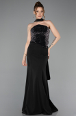 Abendkleid im Meerjungfrau-Stil Lang Schwarz ABU5924