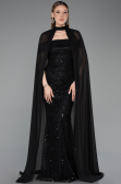 Abendkleid Lang Perlenbesetzt Schwarz ABU5915