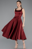 Partykleid Midi Satin Weinrot ABK2586