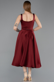 Partykleid Midi Satin Weinrot ABK2586