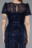 Partykleid Midi Perlenbesetzt Marineblau ABK2412