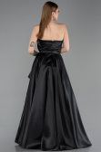 Abendkleid Lang Satin Schwarz ABU4561