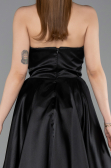 Abendkleid Lang Satin Schwarz ABU4561